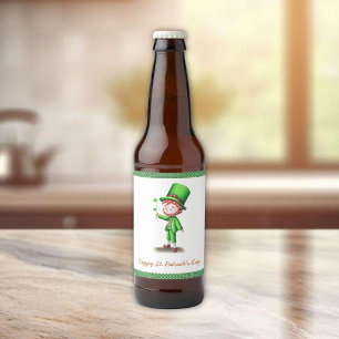 Étiquette Pour Bouteilles De Bière Leprechaun St Patrick´s Day