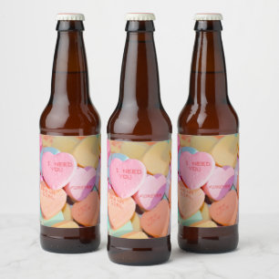 ÉTIQUETTE POUR BOUTEILLES DE BIÈRE LES COEURS DE LA BOUGIE DE VALENTINE