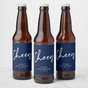 Étiquette Pour Bouteilles De Bière Lettre Bleue Marine Trente   Fête d'anniversaire 3