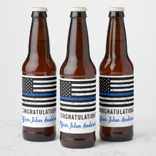 Étiquette Pour Bouteilles De Bière Ligne Bleue Mince Police Retraite Application de l