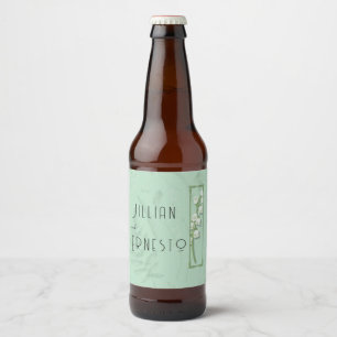 Étiquette Pour Bouteilles De Bière Lily de Vallée avec des fougères Vert doux