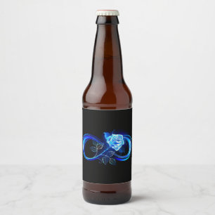 Étiquette Pour Bouteilles De Bière L'infini lumineux avec une rose bleue