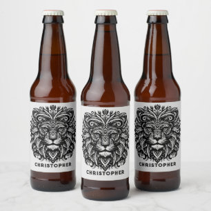 Étiquette Pour Bouteilles De Bière Lion tribal Ajouter un nom