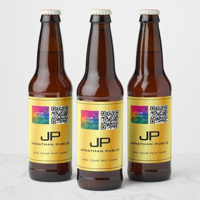 Étiquette Pour Bouteilles De Bière Logo d'entreprise personnalisé Code QR Monogramme (Bouteilles)