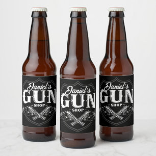 Étiquette Pour Bouteilles De Bière Magasin de fusils de revolvers anciens personnalis