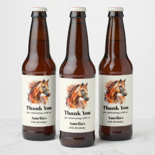 Étiquette Pour Bouteilles De Bière Magnifique Sorrel Horse Portrait Anniversaire Merc
