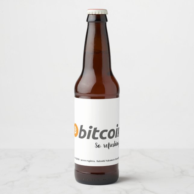 Étiquette Pour Bouteilles De Bière Maintenant c'est ici - bière bitcoin ! (Devant)