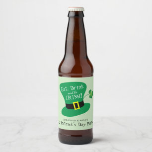 Étiquette Pour Bouteilles De Bière Mangez, boisson et soyez partie du jour de St