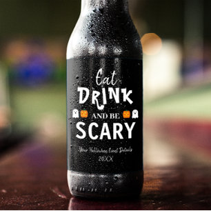 Étiquette Pour Bouteilles De Bière Mangez, buvez et soyez effrayant Halloween