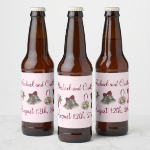 Étiquette Pour Bouteilles De Bière Mariage Bells Fleurs Bow Cravate Bridal Rose Bouqu