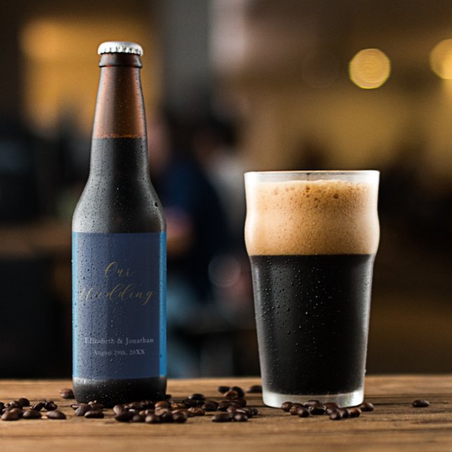 Étiquette Pour Bouteilles De Bière Mariage bleu opulent (Créateur téléchargé)