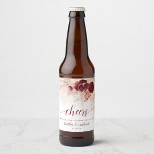 Étiquette Pour Bouteilles De Bière Mariage Boho Pampas Mariage en herbe Bourgogne