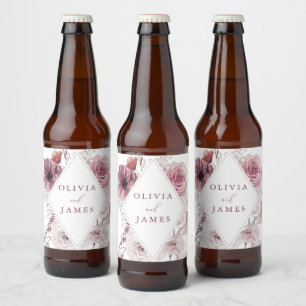 Étiquette Pour Bouteilles De Bière Mariage Botanique Bohème Floral Mauve