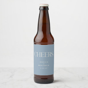 Étiquette Pour Bouteilles De Bière Mariage élégant Dusty Blue Typography