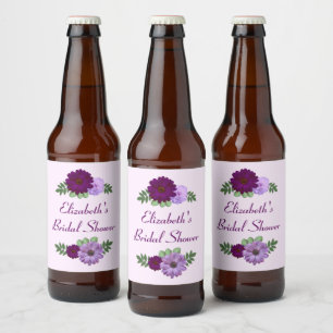 Étiquette Pour Bouteilles De Bière Mariage Fleur de Pivoine Pourpre