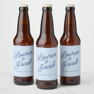 Étiquette Pour Bouteilles De Bière Mariage Minimaliste Moderne Bleu