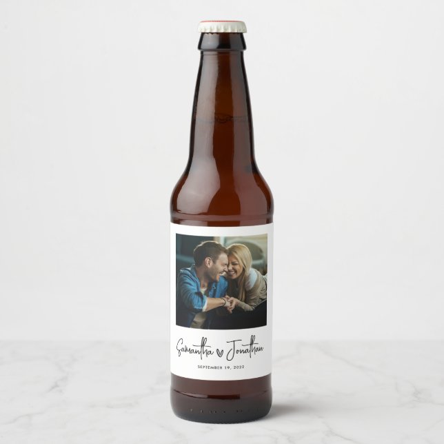 Étiquette Pour Bouteilles De Bière Mariage photo moderne (Devant)