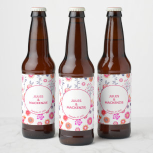 Étiquette Pour Bouteilles De Bière Mariage rose