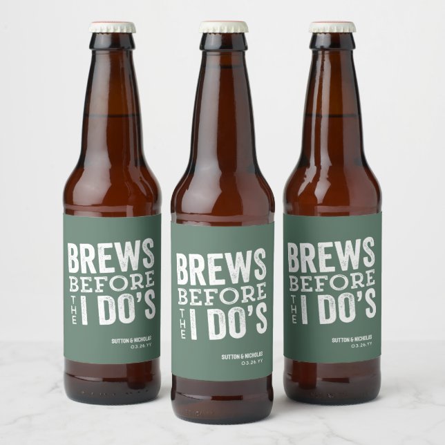 Étiquette Pour Bouteilles De Bière Mariage vert personnalisé "Brassages avant que je  (Bouteilles)