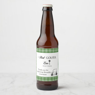 Étiquette Pour Bouteilles De Bière Meilleur Golfeur Vert Carreaux Personnalisé
