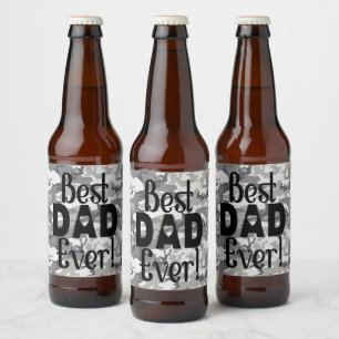Étiquette Pour Bouteilles De Bière Meilleur papa jamais Camouflage clair Motif gris