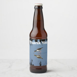 Étiquette Pour Bouteilles De Bière Merci Beach Bird Reflection Photo Appréciation