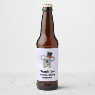 Étiquette Pour Bouteilles De Bière Merci Groomsman avec Koala Pun