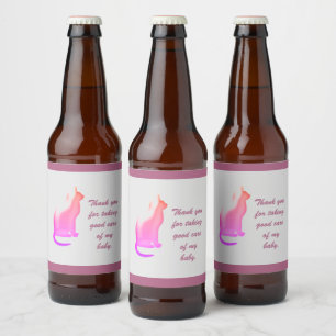 Étiquette Pour Bouteilles De Bière Merci Pet aidante Pink Chat Appréciation