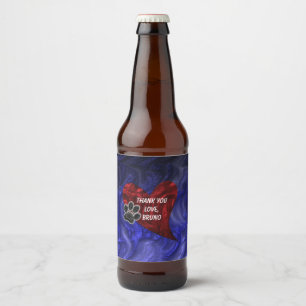 Étiquette Pour Bouteilles De Bière Merci pour animaux domestiques Empreinte de patte 