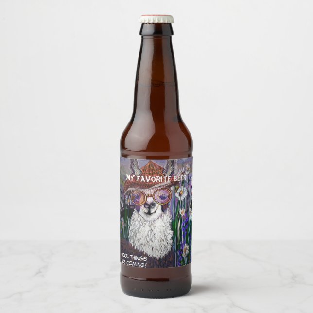 Étiquette Pour Bouteilles De Bière Mignonne Mama Llama Gardez votre Cool (Devant)