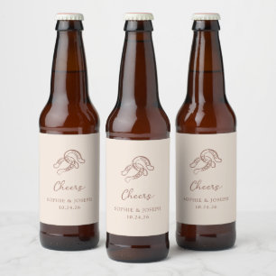 Étiquette Pour Bouteilles De Bière Mini-fer à cheval   Mariage neutre et blanc