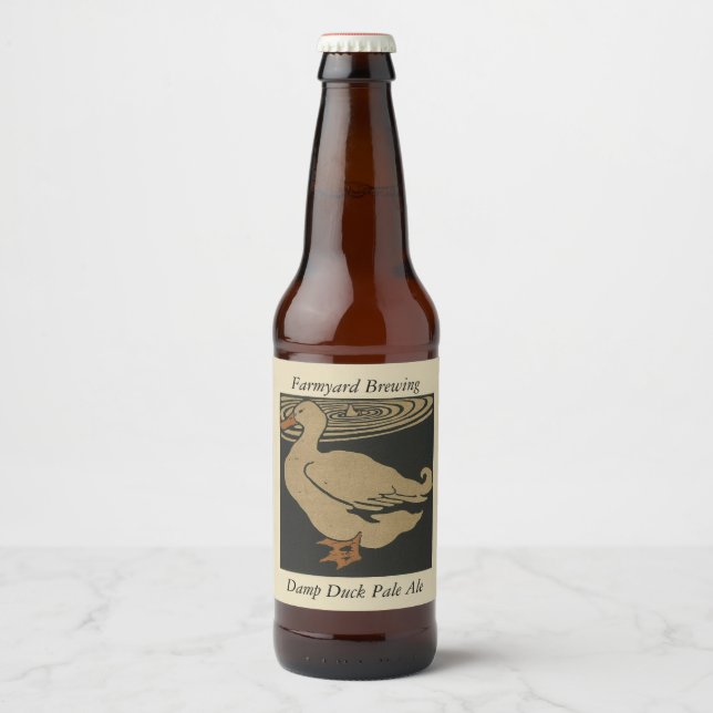 Étiquette Pour Bouteilles De Bière Modèle de canard humide de la ferme (Devant)