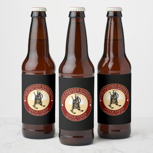 Étiquette Pour Bouteilles De Bière Modèle de cidre de pomme maison habillé à la main (Bouteilles)
