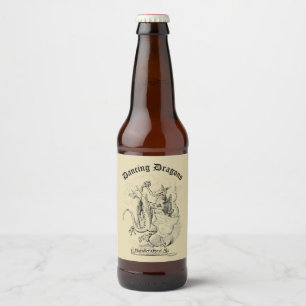 Étiquette Pour Bouteilles De Bière Modèle de dragons de danse médiévale vintage