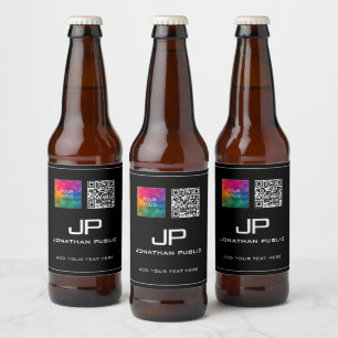 Étiquette Pour Bouteilles De Bière Modèle de monogramme de code QR de logo profession