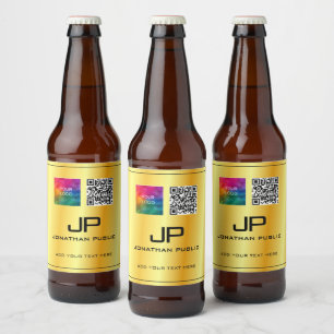 Étiquette Pour Bouteilles De Bière Modèle de monogramme du code QR du logo de l'entre