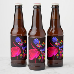 Étiquette Pour Bouteilles De Bière Moderne coloré Floral Abstrait Art Motif #06