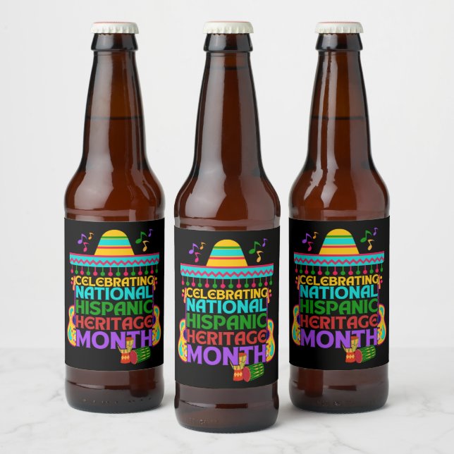 Étiquette Pour Bouteilles De Bière MOIS DU PATRIMOINE HISPANIQUE coloré (Bouteilles)
