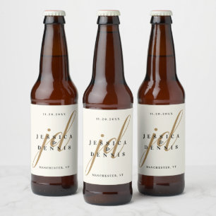 Étiquette Pour Bouteilles De Bière Monogramme de calligraphie minimaliste moderne