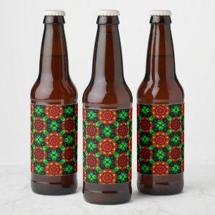 Étiquette Pour Bouteilles De Bière Motif abstrait élégant boho moderne floral #504