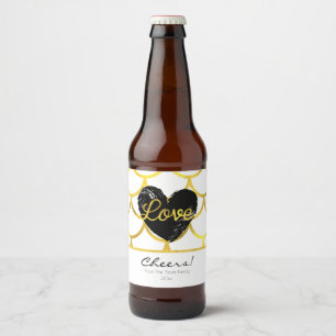 Étiquette Pour Bouteilles De Bière Motif or moderne avec coeur