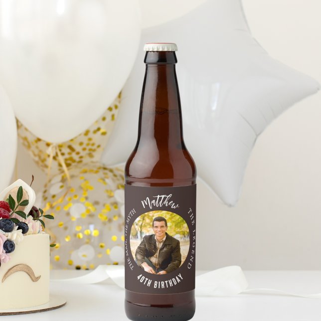 Étiquette Pour Bouteilles De Bière Mythe de l'homme légende photo marron fête d'anniv (Créateur téléchargé)