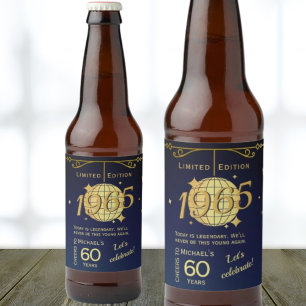 Étiquette Pour Bouteilles De Bière Né en 1965 60e anniversaire fête Étiquette de bièr
