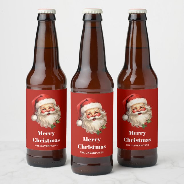 Étiquette Pour Bouteilles De Bière Noël rétro Holly Jolly Santa Claus (Bouteilles)