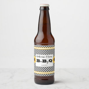 Étiquette Pour Bouteilles De Bière Noir   Chèques blancs Bébé Q BBQ Douche