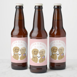 Étiquette Pour Bouteilles De Bière Noix sur l'autre Fête des mariées Mariage rose