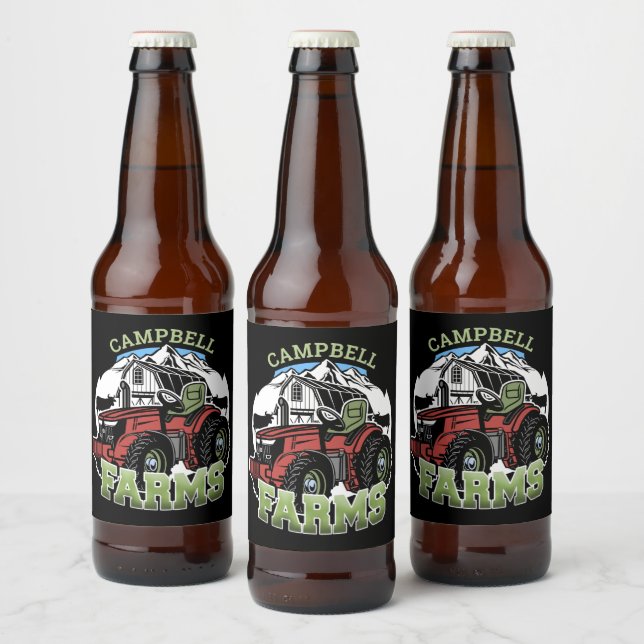 Étiquette Pour Bouteilles De Bière Nom personnalisé Pays Fermes Grange Tracteur Fermi (Bouteilles)