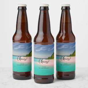 Étiquette Pour Bouteilles De Bière Océan aigue-marine Plage tropicale Scénique