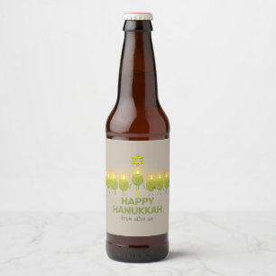 Étiquette Pour Bouteilles De Bière Olive Hanoukka Menorah
