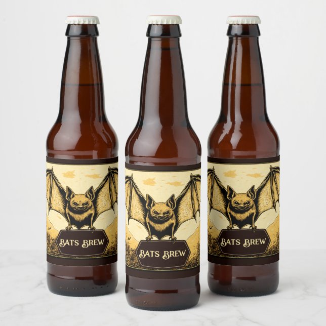 Étiquette Pour Bouteilles De Bière Or de chauve-souris vampire (Bouteilles)